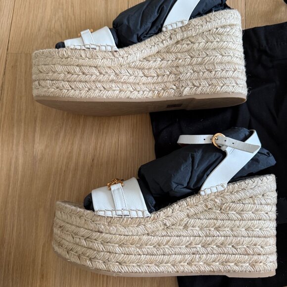 New in Box Versace Bianca Ottico Platform Wedge Sandals Size EU 40/ US 9.5 - Picture 10 of 16